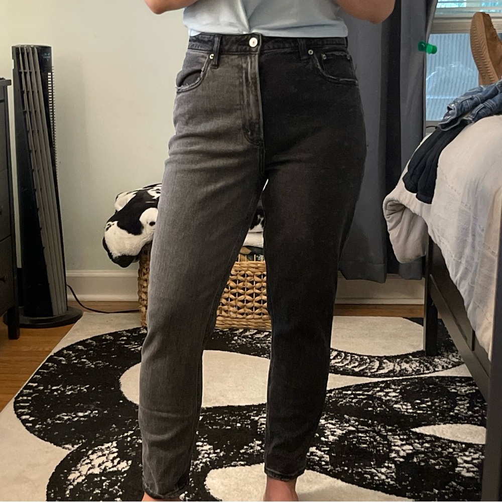 Two Tone Black High Rise Skinny Jeans